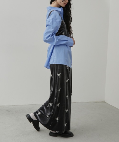 Aunt Marie's（アントマリーズ）の「フラワー刺繍ベロアナロースカート（スカート・レディース・チャコールグレー/ブラック・FREE/MT）」の11枚目の写真