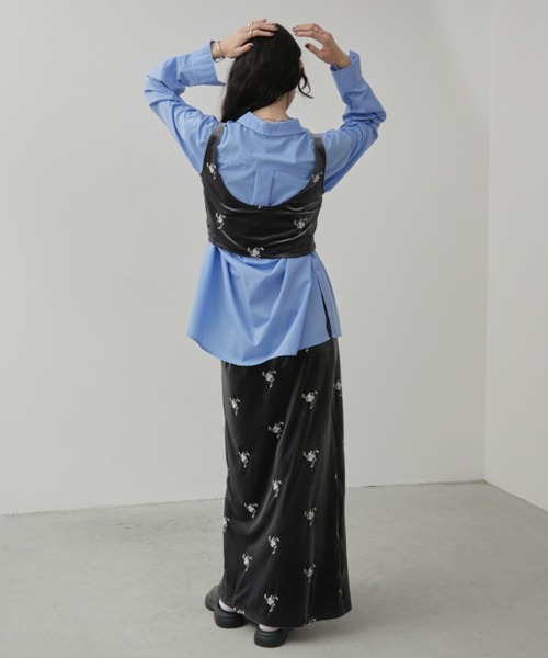 Aunt Marie's（アントマリーズ）の「フラワー刺繍ベロアナロースカート（スカート・レディース・チャコールグレー/ブラック・FREE/MT）」の13枚目の写真