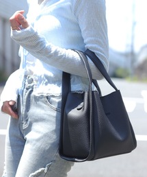 florist | 【ポーチ付・3点セット】2WAY シュリンクレザーキューブバッグ/ハンドバッグ/ショルダーバッグ(ハンドバッグ)