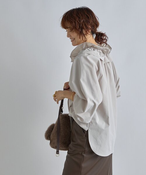 訳あり　WONDERFUL WORLD ワンダフルワールド　リバイバルブラウス セール】 【洗える】胸元タックフリル長袖ブラウス （シャツ・ブラウス