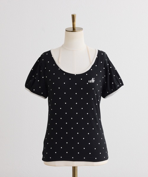 one after another NICE CLAUP(ワンアフターアナザーナイスクラップ)の「ホルターネックドットトップス(Tシャツ/カットソー・レディース・チャコールグレー/アイボリー/サックスブルー/ブラック・FREE)」の14枚目の写真