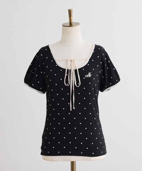 one after another NICE CLAUP(ワンアフターアナザーナイスクラップ)の「ホルターネックドットトップス(Tシャツ/カットソー・レディース・チャコールグレー/アイボリー/サックスブルー/ブラック・FREE)」の5枚目の写真