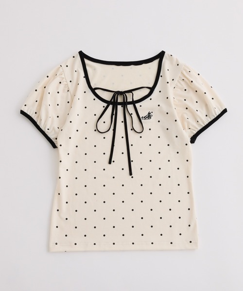 one after another NICE CLAUP(ワンアフターアナザーナイスクラップ)の「ホルターネックドットトップス(Tシャツ/カットソー・レディース・チャコールグレー/アイボリー/サックスブルー/ブラック・FREE)」の16枚目の写真