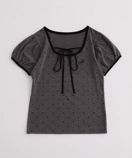 one after another NICE CLAUP(ワンアフターアナザーナイスクラップ)の「ホルターネックドットトップス(Tシャツ/カットソー・レディース・チャコールグレー/アイボリー/サックスブルー/ブラック・FREE)」の18枚目の写真