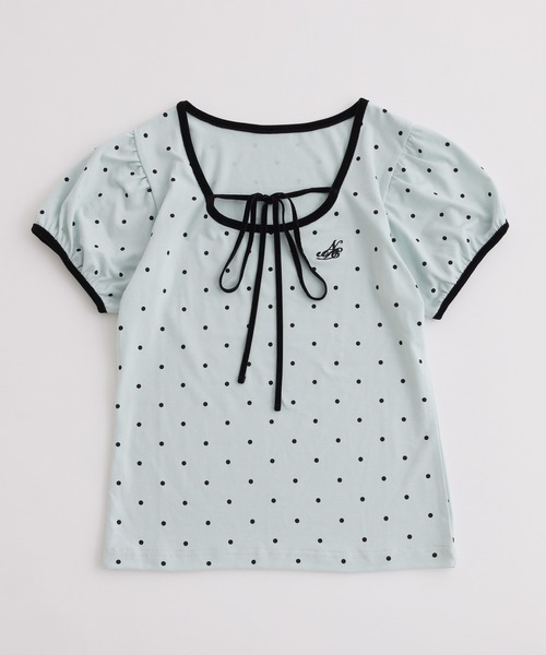 one after another NICE CLAUP(ワンアフターアナザーナイスクラップ)の「ホルターネックドットトップス(Tシャツ/カットソー・レディース・チャコールグレー/アイボリー/サックスブルー/ブラック・FREE)」の17枚目の写真