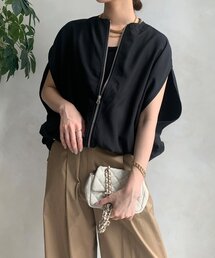 人気❣️DOUDOU カットジョーゼットベスト 黒 DouDou（ドゥドゥ）の「カットジョーゼットベスト（ベスト