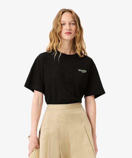 LACOSTE(ラコステ)の「ネーム&ワニロゴパッチオーバーサイズ半袖Tシャツ(Tシャツ/カットソー・レディース・イエロー/ブラック・38/40/34/36)」の13枚目の写真