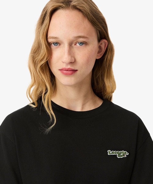 LACOSTE(ラコステ)の「ネーム&ワニロゴパッチオーバーサイズ半袖Tシャツ(Tシャツ/カットソー・レディース・イエロー/ブラック・38/40/34/36)」の5枚目の写真