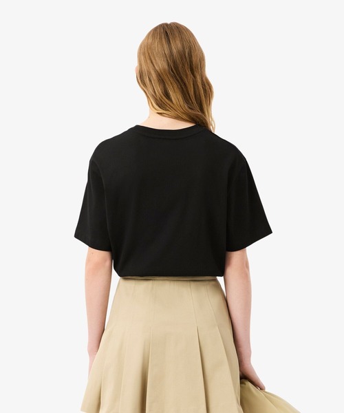 LACOSTE(ラコステ)の「ネーム&ワニロゴパッチオーバーサイズ半袖Tシャツ(Tシャツ/カットソー・レディース・イエロー/ブラック・38/40/34/36)」の6枚目の写真