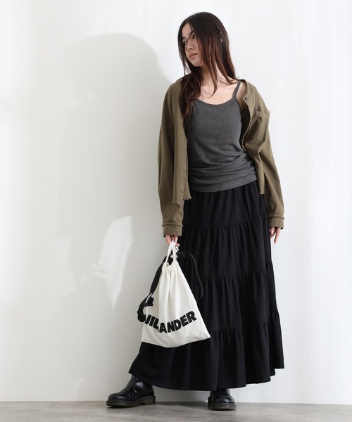 ElegChic（エレグシック）の「3段 ティアード マキシ スカート （スカート・レディース・チャコールグレー/ブラック/ベージュ・4L/XL/M）」の4枚目の写真