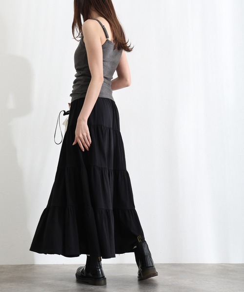 ElegChic（エレグシック）の「3段 ティアード マキシ スカート （スカート・レディース・チャコールグレー/ブラック/ベージュ・4L/XL/M）」の5枚目の写真