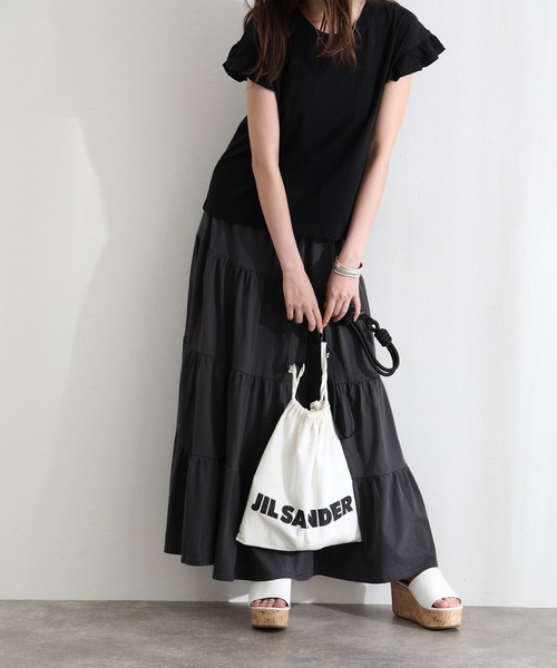 ElegChic（エレグシック）の「3段 ティアード マキシ スカート （スカート・レディース・チャコールグレー/ブラック/ベージュ・4L/XL/M）」の8枚目の写真