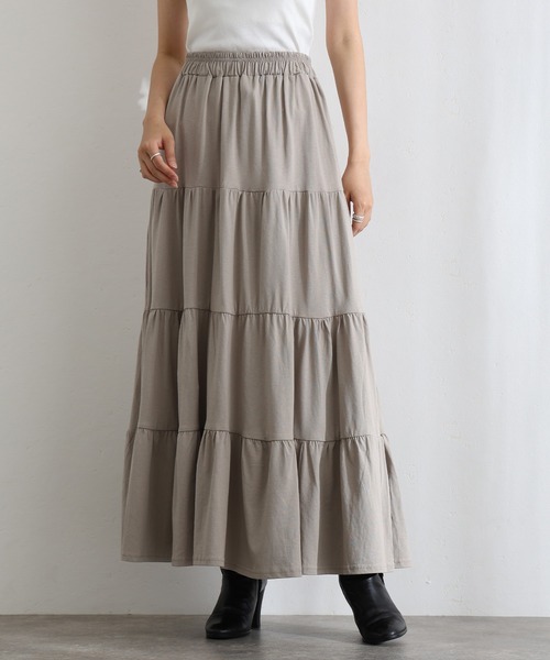 ElegChic（エレグシック）の「3段 ティアード マキシ スカート （スカート・レディース・チャコールグレー/ブラック/ベージュ・4L/XL/M）」の12枚目の写真