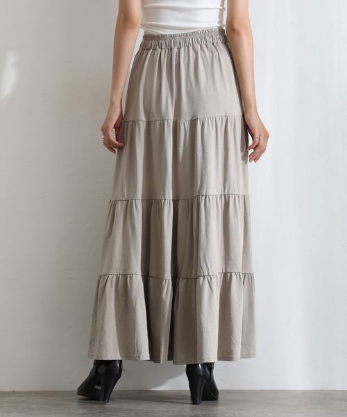 ElegChic（エレグシック）の「3段 ティアード マキシ スカート （スカート・レディース・チャコールグレー/ブラック/ベージュ・4L/XL/M）」の14枚目の写真
