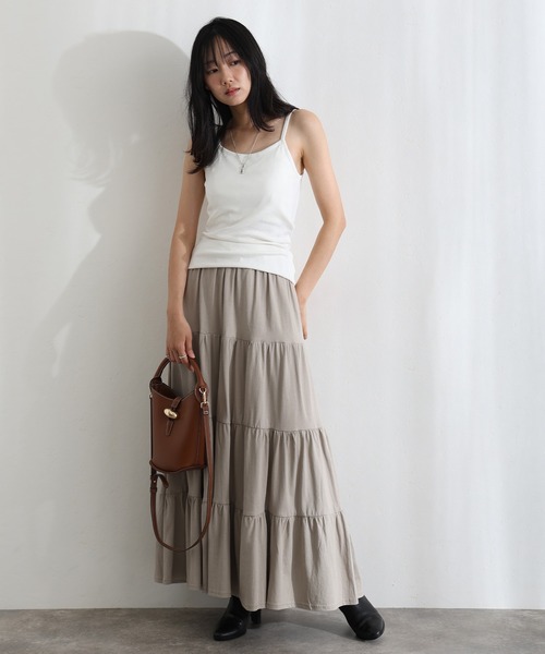 ElegChic（エレグシック）の「3段 ティアード マキシ スカート （スカート・レディース・チャコールグレー/ブラック/ベージュ・4L/XL/M）」の20枚目の写真