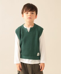 BEAMS mini | ニットベスト&ロングスリーブ Tシャツ セット 2025FW(90~150cm)(Tシャツ/カットソー)