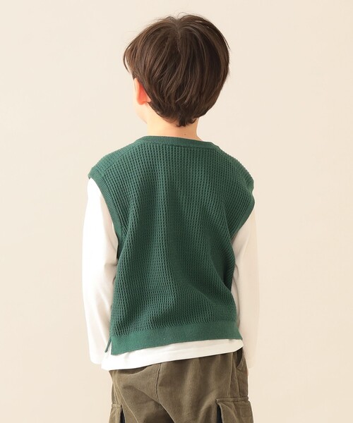 BEAMS mini(ビームスミニ)の「ニットベスト&ロングスリーブ Tシャツ セット 2025FW(90~150cm)(Tシャツ/カットソー・キッズ・グリーン系その他5/ベージュ・90/100/110/120/130/140/150)」の5枚目の写真