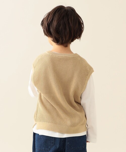 BEAMS mini(ビームスミニ)の「ニットベスト&ロングスリーブ Tシャツ セット 2025FW(90~150cm)(Tシャツ/カットソー・キッズ・グリーン系その他5/ベージュ・90/100/110/120/130/140/150)」の8枚目の写真