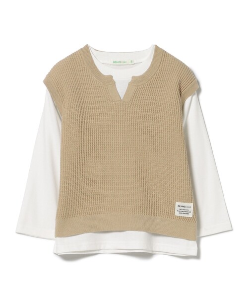 BEAMS mini(ビームスミニ)の「ニットベスト&ロングスリーブ Tシャツ セット 2025FW(90~150cm)(Tシャツ/カットソー・キッズ・グリーン系その他5/ベージュ・90/100/110/120/130/140/150)」の11枚目の写真