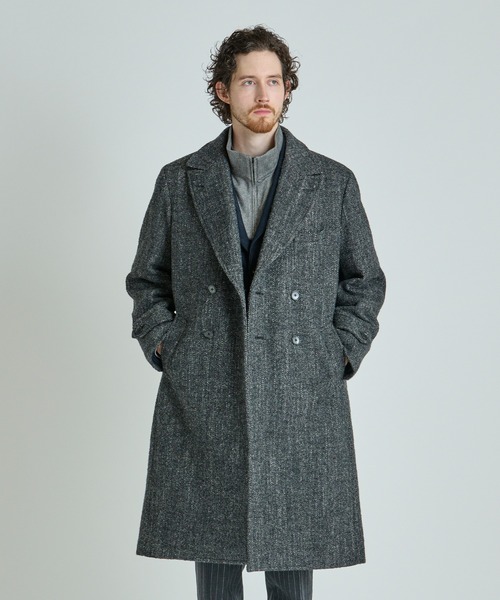 MEN'S BIGI（メンズビギ）の「ヴィンテージツイードダブルブレステッドコート（チェスターコート・メンズ・ブラウン/グレー・02/03）」の2枚目の写真