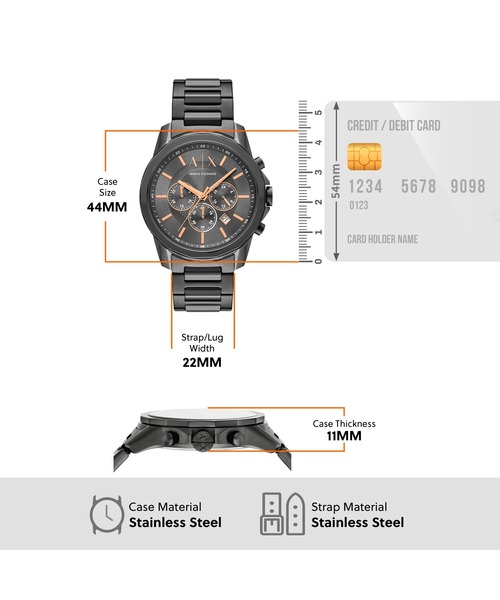 ARMANI EXCHANGE(アルマーニエクスチェンジ)の「アルマーニ・エクスチェンジ 腕時計 メンズ アナログ ステンレス AX7170SET(アナログ腕時計・メンズ・チャコールグレー・FREE)」の2枚目の写真