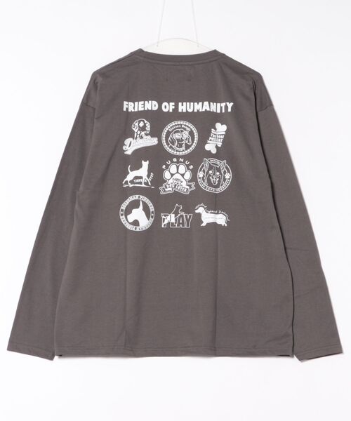 CORISCO（コリスコ）の「バックアニマル柄ロンTEE(M1)（Tシャツ/カットソー・メンズ・オートミール/キナリ/グレー系1/ブラック系1/ブラック系2/ホワイト系1/ホワイト系2/グレー系2・LARGE/X-LARGE/MEDIUM）」の11枚目の写真