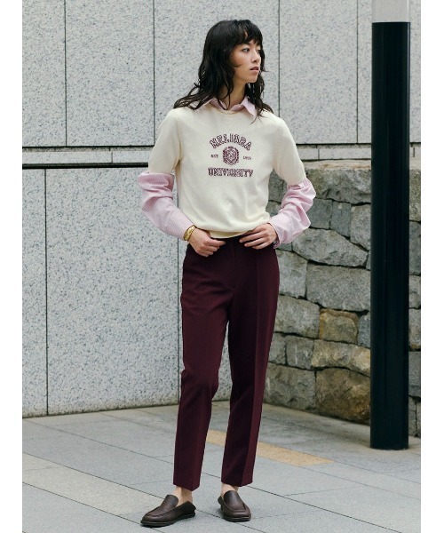 Mila Owen(ミラオーウェン)の「後ろゴムセンタープレステーパードパンツ(その他パンツ・レディース・ボルドー/チェック/ミント/アイボリー/ブラック・0/1/00/2)」の4枚目の写真