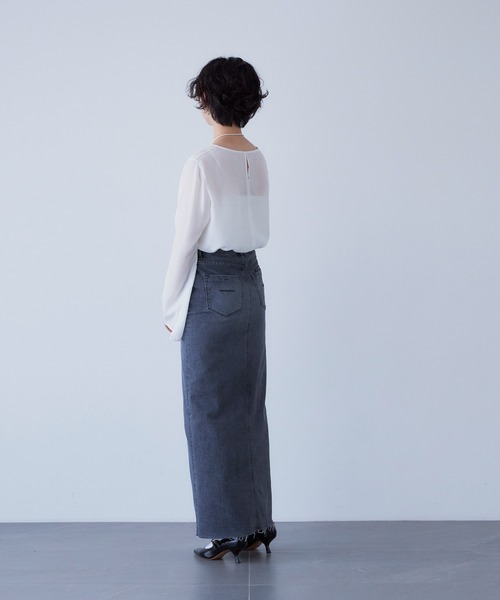 YANUK（ヤヌーク）の「スリットロングスカート（デニムスカート・レディース・グレー・M/S/XS）」の9枚目の写真