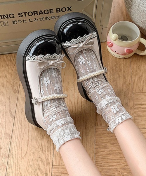 Ritzy(リッツィー)の「厚底 リボンデザイン フェイクパール付きヒールパンプス/シューズ(ローファー・レディース・ホワイト/シルバー・24/23/23.5/24.5/22.5)」の20枚目の写真
