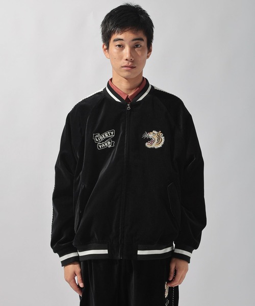 BARCEDOS スカジャン ベロア L 黒 刺繍 ベロア刺繍スカジャン（スカジャン）｜niko and（ニコアンド