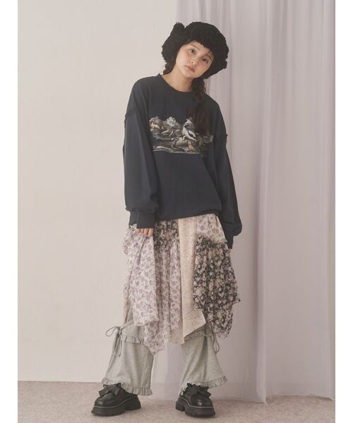merryjenny フリルリブフレアパンツ 実物写真あり merry jenny（メリージェニー）の「フリルリブフレアパンツ
