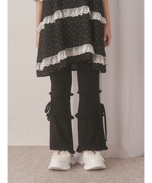 merry jenny(メリージェニー)の「フリルリブフレアパンツ(スウェットパンツ・レディース・グレー/ブラック・FREE)」の18枚目の写真