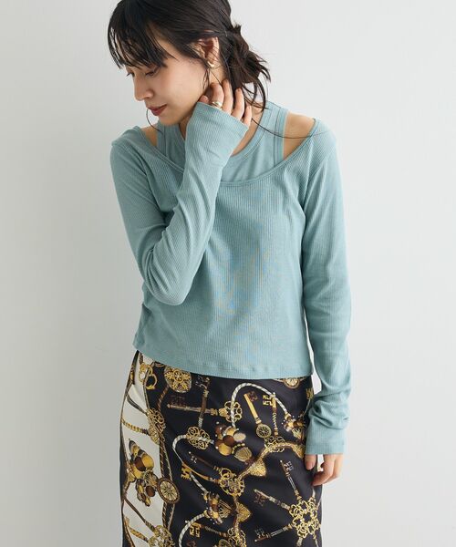 CRAFT STANDARD BOUTIQUE(クラフトスタンダードブティック)の「2点セット/タンクトップ&ロンT(Tシャツ/カットソー・レディース・ブルーグリーン/モカ/チャコールグレー・FREE)」の3枚目の写真
