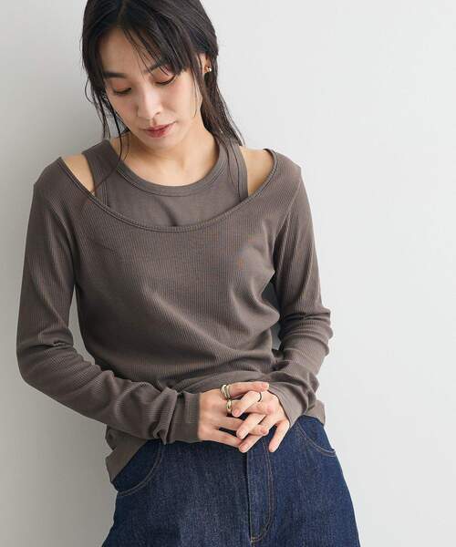 CRAFT STANDARD BOUTIQUE(クラフトスタンダードブティック)の「2点セット/タンクトップ&ロンT(Tシャツ/カットソー・レディース・ブルーグリーン/モカ/チャコールグレー・FREE)」の2枚目の写真