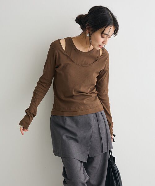 CRAFT STANDARD BOUTIQUE(クラフトスタンダードブティック)の「2点セット/タンクトップ&ロンT(Tシャツ/カットソー・レディース・ブルーグリーン/モカ/チャコールグレー・FREE)」の9枚目の写真
