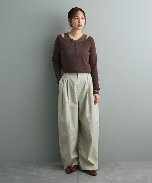 CRAFT STANDARD BOUTIQUE(クラフトスタンダードブティック)の「2点セット/タンクトップ&ロンT(Tシャツ/カットソー・レディース・ブルーグリーン/モカ/チャコールグレー・FREE)」の10枚目の写真