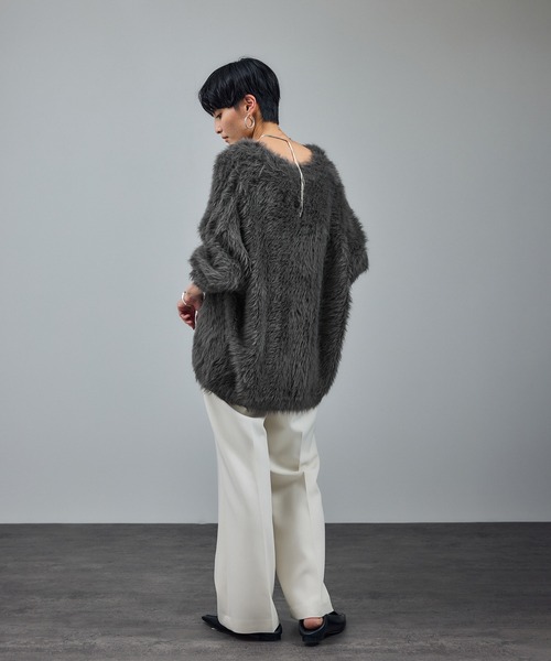 SALON adam et rope'(サロン アダム エ ロペ)の「【WEB限定】ウォッシャブルシャギーVネックニットカーディガン(カーディガン/ボレロ・レディース・チャコールグレー/ライトグレー/ベージュ系その他/イエロー系その他・FREE)」の9枚目の写真