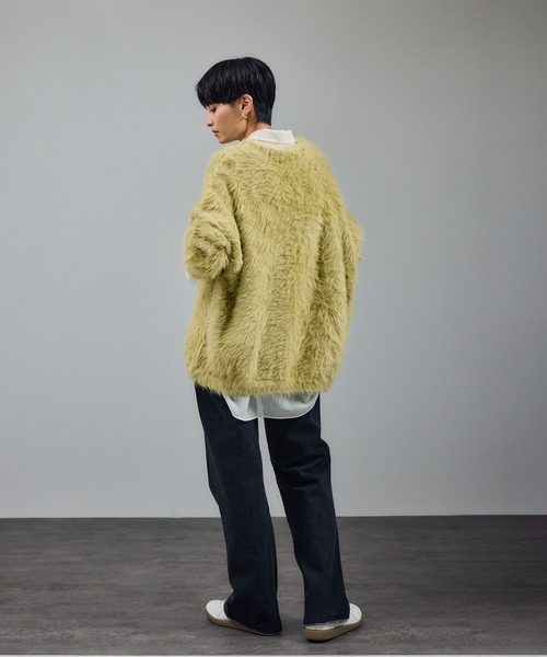 SALON adam et rope'(サロン アダム エ ロペ)の「【WEB限定】ウォッシャブルシャギーVネックニットカーディガン(カーディガン/ボレロ・レディース・チャコールグレー/ライトグレー/ベージュ系その他/イエロー系その他・FREE)」の16枚目の写真