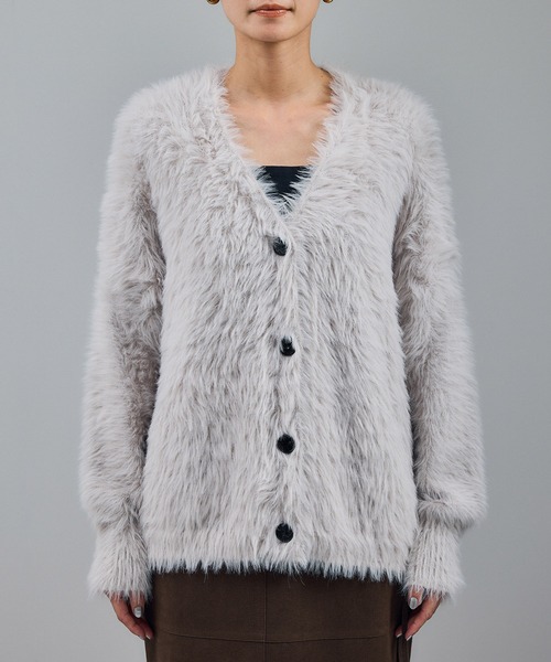 SALON adam et rope'(サロン アダム エ ロペ)の「【WEB限定】ウォッシャブルシャギーVネックニットカーディガン(カーディガン/ボレロ・レディース・チャコールグレー/ライトグレー/ベージュ系その他/イエロー系その他・FREE)」の18枚目の写真