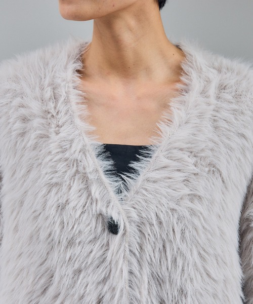 SALON adam et rope'(サロン アダム エ ロペ)の「【WEB限定】ウォッシャブルシャギーVネックニットカーディガン(カーディガン/ボレロ・レディース・チャコールグレー/ライトグレー/ベージュ系その他/イエロー系その他・FREE)」の21枚目の写真