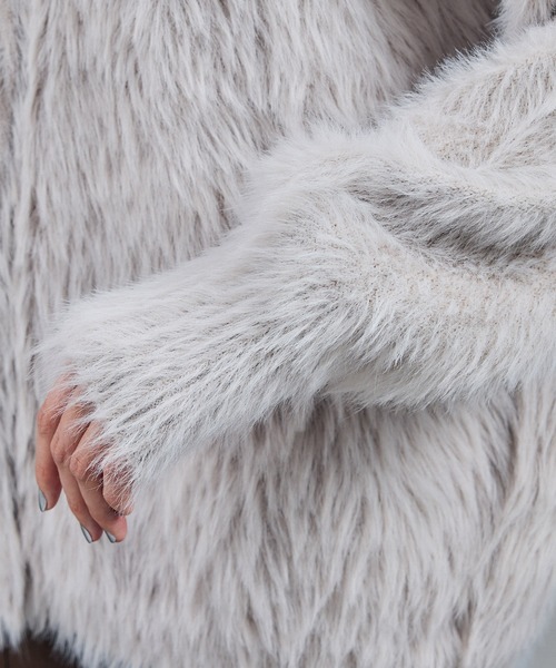 SALON adam et rope'(サロン アダム エ ロペ)の「【WEB限定】ウォッシャブルシャギーVネックニットカーディガン(カーディガン/ボレロ・レディース・チャコールグレー/ライトグレー/ベージュ系その他/イエロー系その他・FREE)」の22枚目の写真