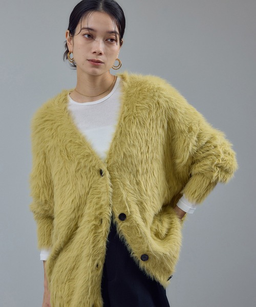 WEB限定】ウォッシャブルシャギーVネックニットカーディガン