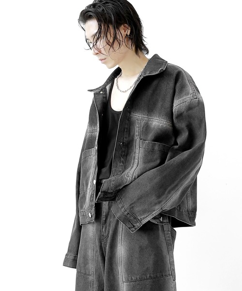 フェードラインデニムジャケット(セットアップ可能)（デニムジャケット