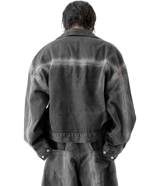 minsobi(ミンソビ)の「フェードラインデニムジャケット(セットアップ可能)(デニムジャケット・メンズ・ブラック・FREE)」の5枚目の写真