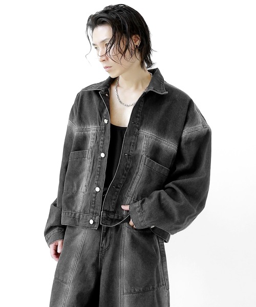 フェードラインデニムジャケット(セットアップ可能)（デニムジャケット