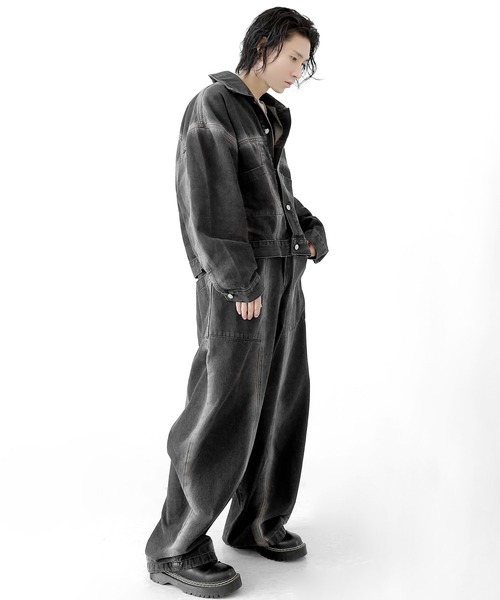 minsobi(ミンソビ)の「フェードラインデニムジャケット(セットアップ可能)(デニムジャケット・メンズ・ブラック・FREE)」の10枚目の写真