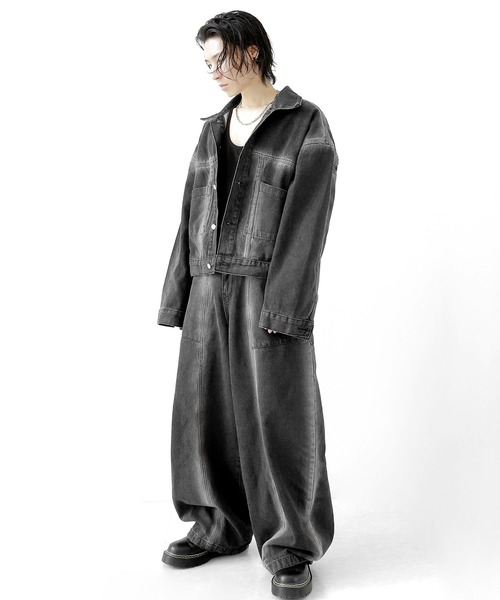 フェードラインデニムジャケット(セットアップ可能)（デニムジャケット