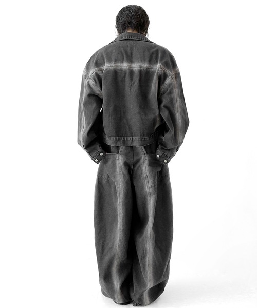 minsobi(ミンソビ)の「フェードラインデニムジャケット(セットアップ可能)(デニムジャケット・メンズ・ブラック・FREE)」の12枚目の写真