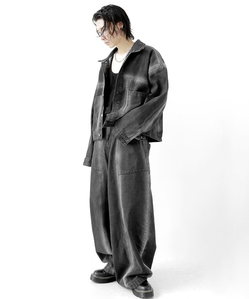minsobi(ミンソビ)の「フェードラインデニムジャケット(セットアップ可能)(デニムジャケット・メンズ・ブラック・FREE)」の14枚目の写真