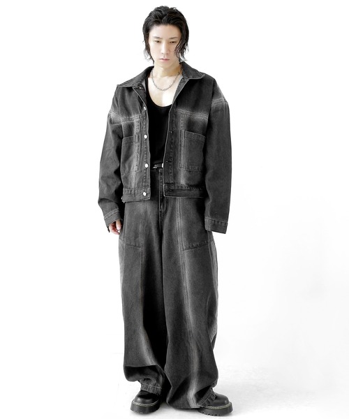 minsobi(ミンソビ)の「フェードラインデニムジャケット(セットアップ可能)(デニムジャケット・メンズ・ブラック・FREE)」の15枚目の写真